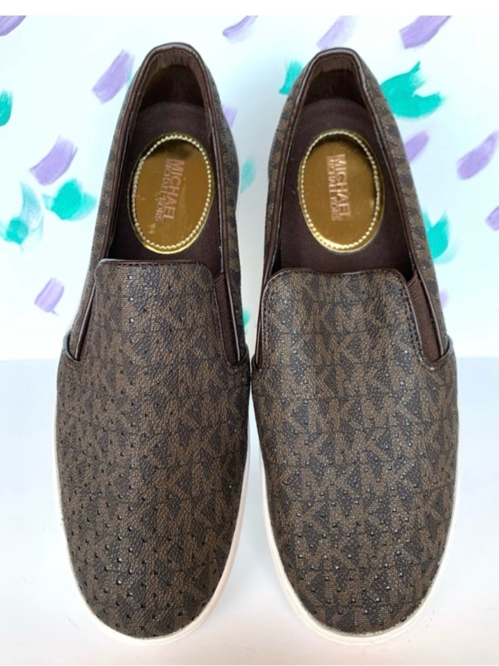 NEW! Michael Kors Keaton MK logo slip-on sneakers